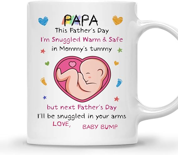 Gossby Personalized Dad To Be Gift for First Time Dad - Custom New Dad Gift Coffee Mug from Baby Bump - 1st Fathers Day Gift for Soon To Be Dad, Husband from Wife - Message from The Bump - Dear PAPA