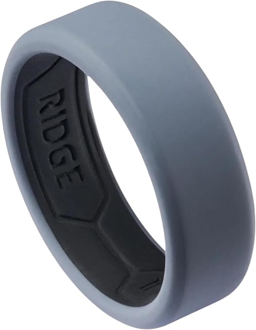 The Ridge Silicone Wedding Band for Men - Silicone Ring for Men - Beveled Edge, Dual Band Design - Mens Rubber Wedding Ring