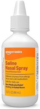 Amazon Basics Saline Nasal Moisturizing Spray, 1.5 fl oz Pack of 1, Clear Previously Care