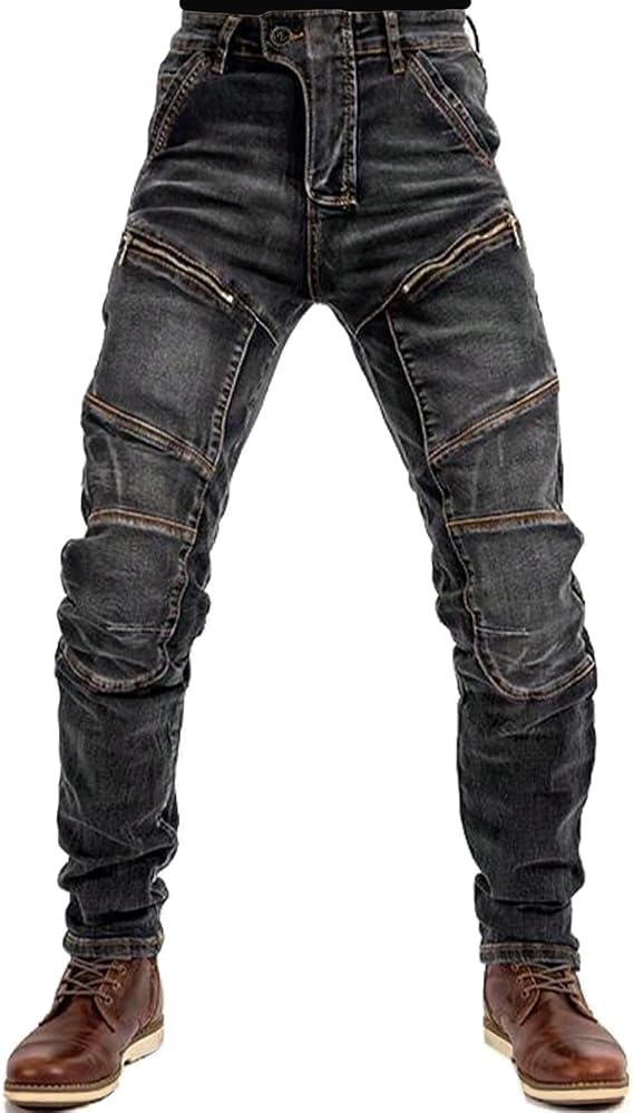 Motorcycle Riding Pants for Men Comfort Flex Waist & Dual Button Stretch Denim Casual Fit Motorbike Denim Jeans