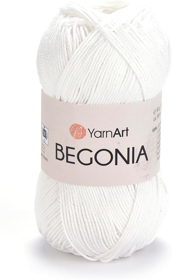 YarnArt Begonia 100% Cotton, Pure Premium Soft Cotton for Knitting Crochet and Amigurumi, Shiny Colors 1.76 Oz (50g) / 185 Yrds (169m) (0003)