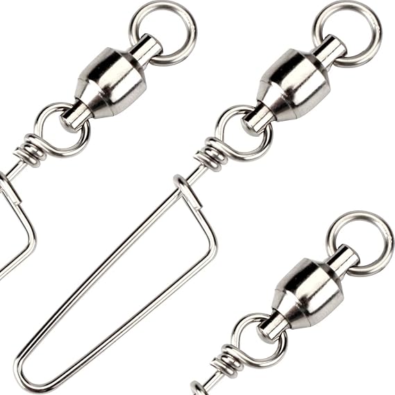 Fishing Swivels, Ball Bearing Swivel Coastlock Snap Clasp Assortment Solid Welded Ring Stainless Steel High Strength Fishing Tackle Accessories Heavy Duty Saltwater