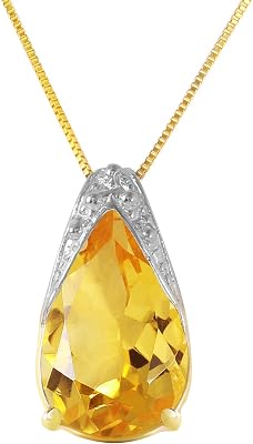 Galaxy Gold GG 14k White, Rose, Yellow Gold Solar Plexus Pendant Necklace with 5 Carat CTW Natural Citrine - Style 1607