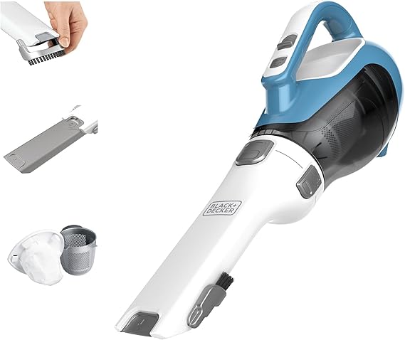 BLACKDECKER dustbuster AdvancedClean Handheld Vacuum Cordless, Compact Home and Car Vacuum with Crevice Tool, Rotating Nozzle and Charging Station, Large Dust Bowl CHV1410L