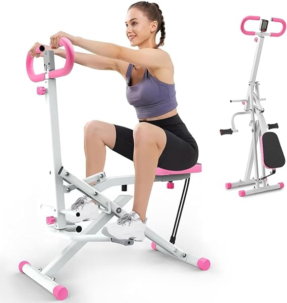 Deep Squat Machine for Women Home, Squat Ride / Rowing Machine with Adjustable Resistance, Foldable Exercise Equipment, Glute & Leg Cardio Workout Machine