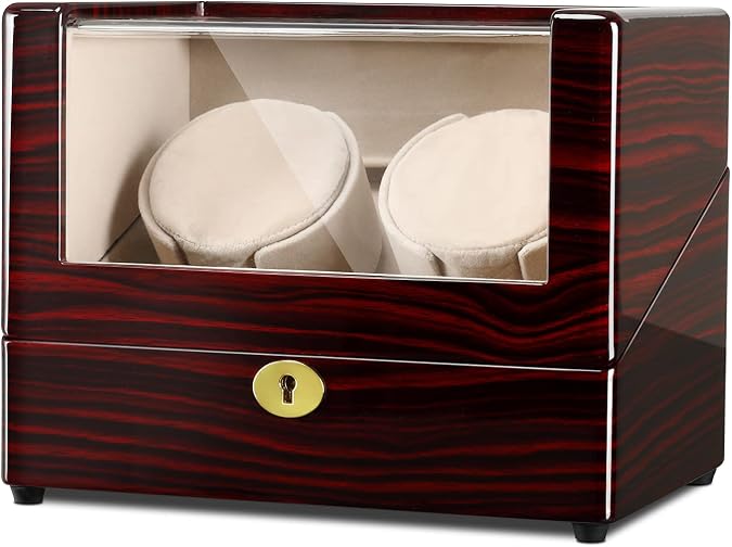 Dual Watch Winder for Automatic Watch, Men's and Women's Watches with 2 Mabuchi Motors, LCD Control Touch Screen, Perfect Display for Home and Office