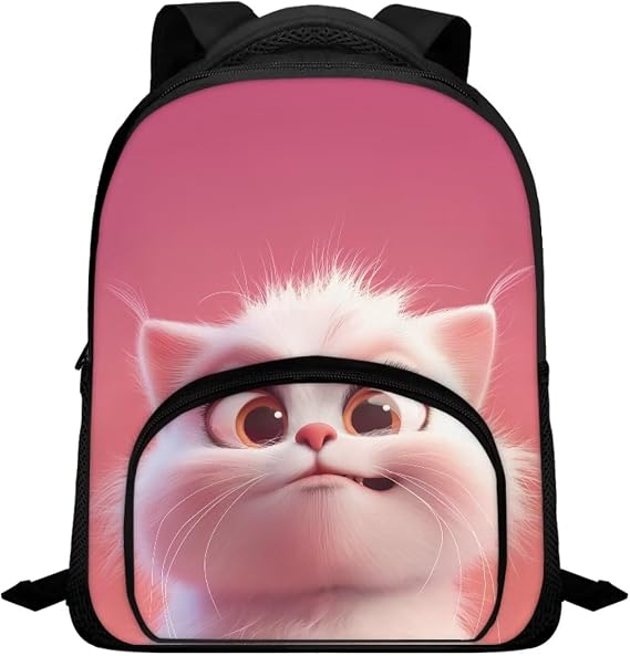 Cat Kids Backpack for Girls 8-10 Multi-functional Lightweight Rucksack with Adjustable Straps Fashion Large Capacity Daypack