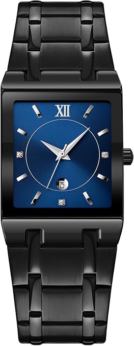 REGINALD Fashion Silver Watches for Men Square Dial Date Waterproof Analog Quartz Stainless Steel Fashion Casual Mens Business Watch