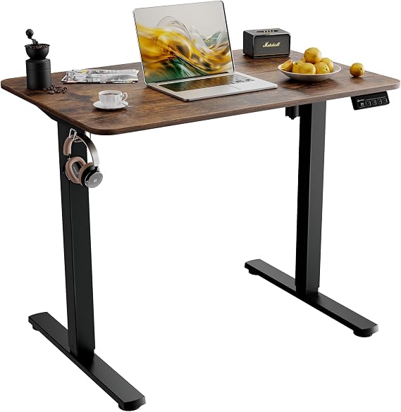 ERGOMAKER Electric Standing Desk 90x60cm, 2 Memory Heights, Rustic Brown