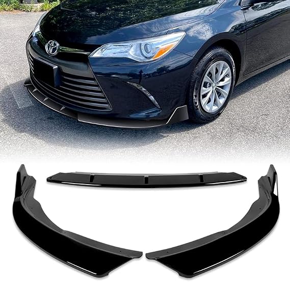 EPARTS 3 Pieces Style Front Bumper Lip Spoiler Splitter Chin Side Body Kit Trim Protection Compatible with 2015 - 2017 Toyota Camry (Painted Black)