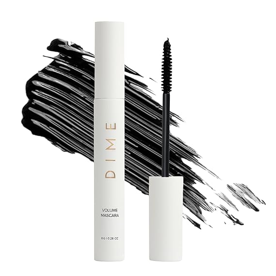 DIME Beauty Volume Boost Tubing Mascara, Black, 0.28 oz | Smudge-proof, clump-free mascara with Squalane & Cacao Extract. Buildable length & volume. Clean, Vegan.