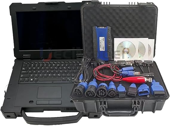 Diesel Laptops for Nexiq USB Link 2 (VOl) Truck Excavator Diagnostic Scanner Tool Wired Edition with Repair Information & Diagnostic Software (Nexiq2 Laptop with All Software(delll))