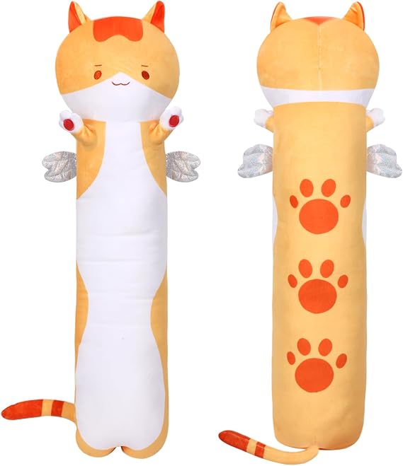 MerryXD Kawaii Long Cat Plush Body Pillow, 20 Soft Cute Stuffed Animals Plushies, Kids Big Doll Toys, Ideal Gifts for Cuddles,Girls,Girlfriend,Boys,Birthday,Christmas,Halloween,Valentine's Day