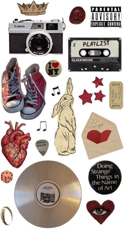 Vintage Playlist Temalı Sticker Bullet Journal Scrapbook Ajanda Laptop Defter Telefon Kask Etiketi