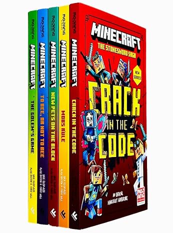 Minecraft Stonesword Saga Series 5 Books Collection Set (Minecraft: Crack in the Code!, Minecraft: Mobs Rule!, Minecraft: New Pets On The Block, To Bee Or Not to Bee! & The Golem’s Game)