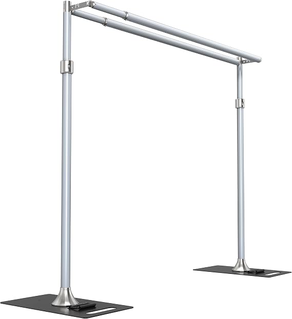 ALTSON Photo Backdrop Stand Heavy Duty 9.2x9.2Ft, Double Crossbar Pipe and Drape Stand Kit, Adjustable Metal Frame Background Stand with Flat Base for Wedding Party Birthday Photography Decoration