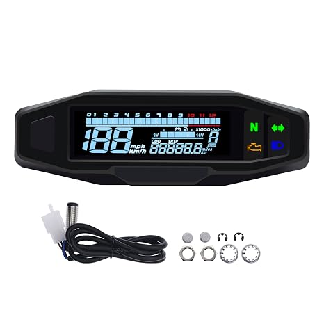 KAOLALI Universal Motorcycle Digital Speedometer LCD Display Carburetor Odometer Sensor