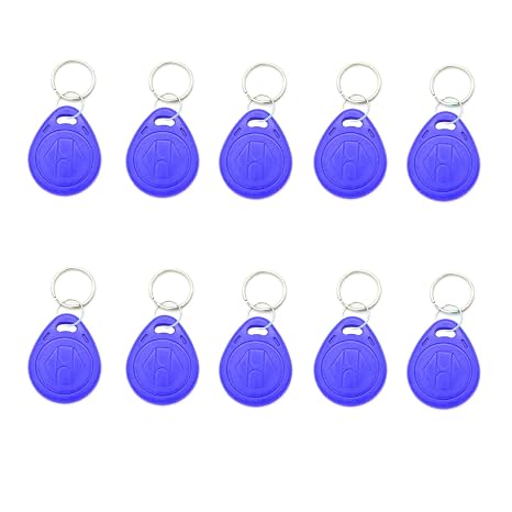 10pcs Plastic 125KHZ Rewritable Writable ID Cards Keyfobs RFID Copy Key Tags Handheld RFID Copier Writer Readers Duplicator-Static,Blue