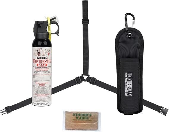 Nimrod's Wares Frontiersman Max Bear and Mountain Lion Spray + 3-in-1 Holster 9.2oz 40ft FBADX-10 Bundle with Microfiber Cloth