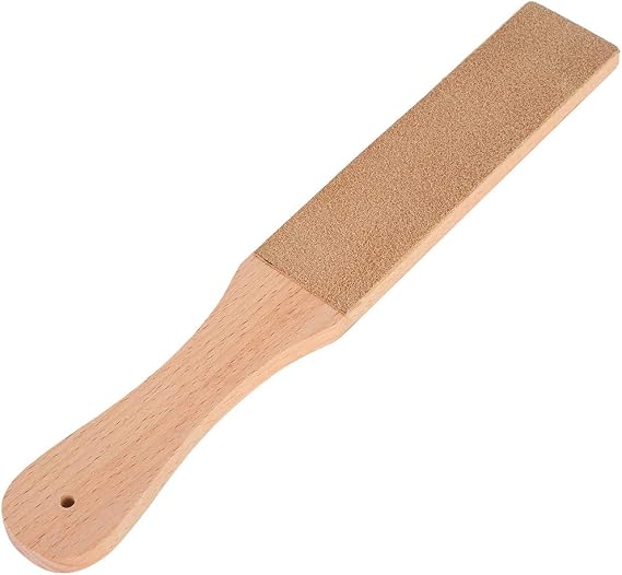 Double Sided Leather Strop for Knife Sharpening, Leather Sharpening Strop Knife Strop with Ergonomic Handle for Honing Knives, Woodworking Chisels, 28 X 4 X 15.5 cm