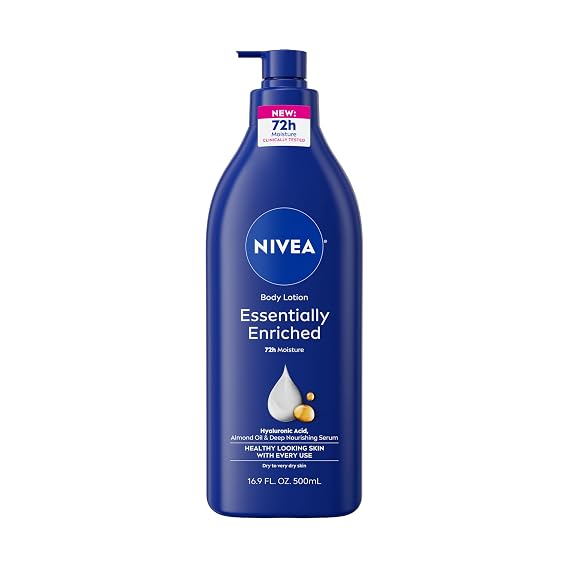 NIVEA Essentially Enriched Body Lotion, Very Dry Skin, Almond Oil, 16.9 Oz