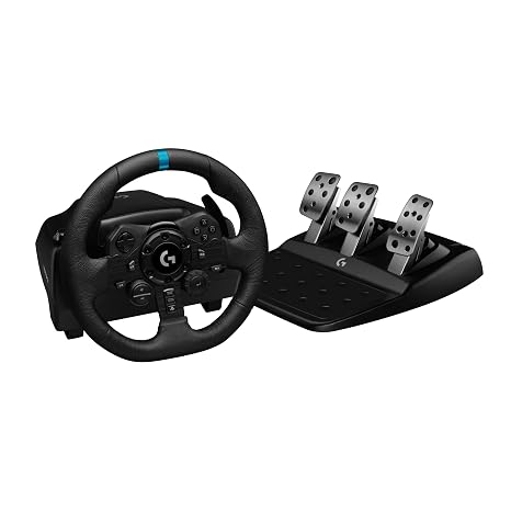 Logitech G923 Racing Wheel and Pedals for Playstation/PS5/PS4 & PC | Trueforce compatible,lt;1000 Hz force feedback, dual clutch launch control, genuine leather cover, for PS5, PS4, PC, Mac