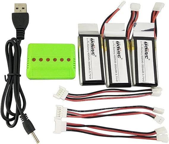 Accessories 3PCS 3.7V 350mAh Li Battery with 1pcs 3 in 1 Balance Charger with 3pcs Conversion Cable for UDI U818A WiFi FPV U845 U919 U919A U945A WiFi RC Drone