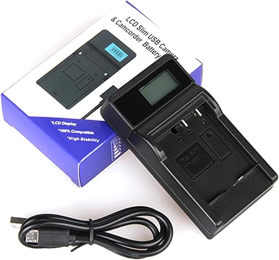 LCD USB Travel Battery Charger for Sony DCR-DVD650, DCR-DVD653, DCR-DVD650E, DCR-DVD653E Handycam Camcorder