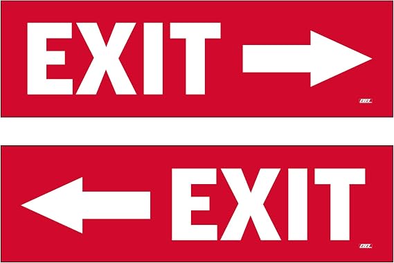 Rogue River Tactical 2 Pack Exit Left Right Arrow Sticker Set Sign Warning 9x3 Inch Vinyl Decal Indoor Outdoor Window Business Retail Store