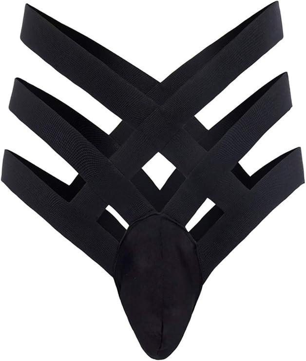 Mens Strappy Bulge Pouch Panties Hollow Out Jockstrap Briefs Elastic Band Underpants