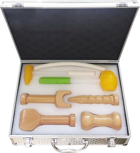 NICHOY Wooden Hammer Massager Set,Tok Sen Set,Acupuncture Point Percussion Therapy Massage Tools for Body Muscles Massage Pain Relief(A)