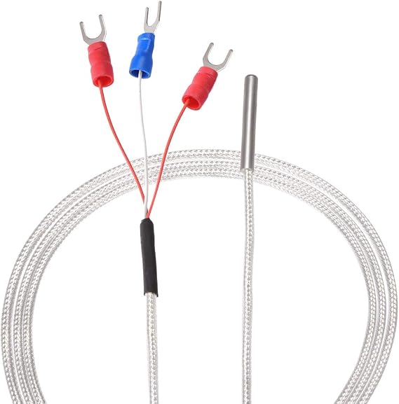 uxcell PT100 RTD Temperature Sensor Probe 3-Wire Cable Thermocouple Stainless Steel 100cm 3.3ft, Grade 2B