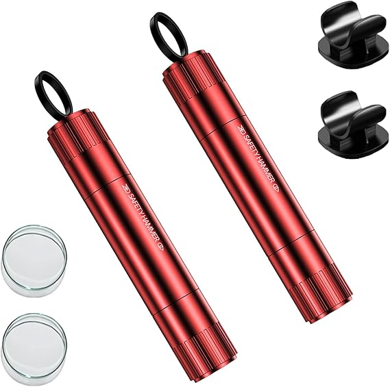 2 in 1 Car Safety Hammer, Window Glass Breaker and Seat Belt Cutter, Emergency Escape Tool Vehicle Safety Glass Hammer for Car and Buses, Emergency Cartool (Chinese Red)