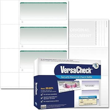 VersaCheck Secure Checks - 750 Blank Business or Personal Wallet Checks - Green Graduated - 250 Sheets Form #3001-3 Per Sheet