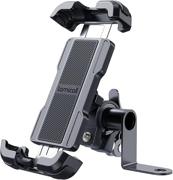 Motorcycle Smartphone Holder Stand: Lamicall One-Handed Operation Motorcycle One-Touch Smartphone Holder, with Mirror Mount, Motorcycle Phone Holder, Scooter Smartphone Holder, motorcycle phone mount