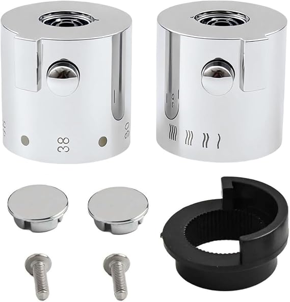 2PCS Shower Knobs Set, Thermostatic Hot and Cold Mixer Tap Handles, Chrome Shower Valve Control Knobs for Bathtub, Replacement Faucet Handles for Shower & Bathroom Accessories