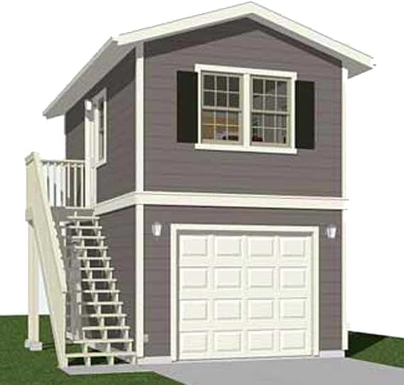 Garage Plans: Two Story, 1 Car Garage Plan 588-1 - 12'-3"(+4' Stair) x 24'
