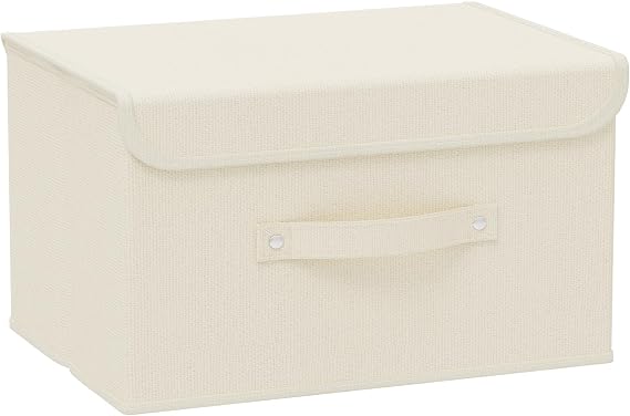 Cloth Storage Baskets with Handles,Beige 13x9.1x7.9in,1 Pack