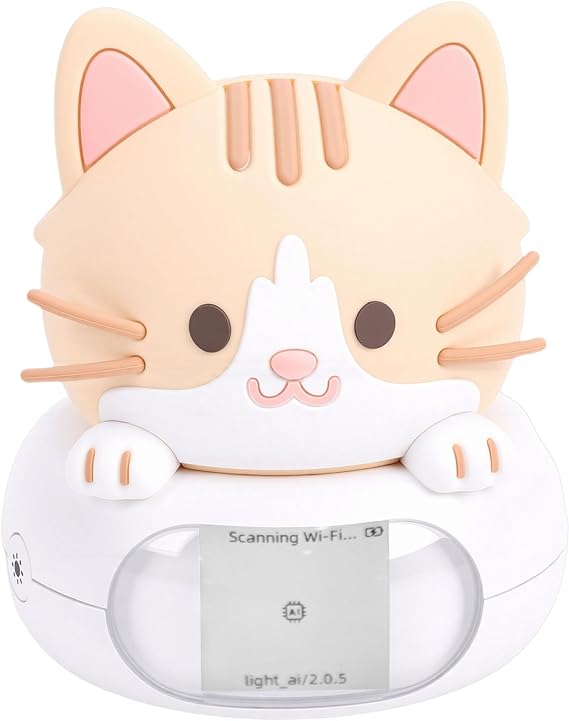 Ai Desk Robot Companion Kid Lock Mode Voice Commands Smart Ai Learning Chat Robot Quiet Running Cute Night Light with Connection USB Recharging for Bedside Desks Home (Cat)