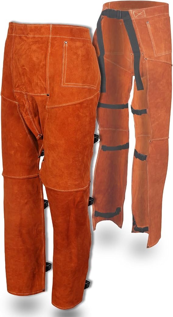 QeeLink Welding Pants - Heat & Flame Resistant Leather Leg Protection