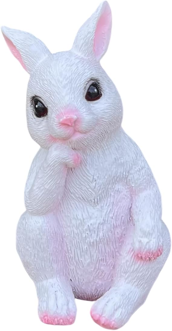 Easter Bunny Statue, Resin Decoration, Cute Rabbit Figurine for Home Yard Garden Easter Decor (Bunny Thinking)