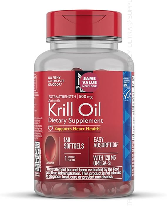 Members Mark Krill Oil (160 Count) Extra Strength Antarctic Omega-3, 500 mg | Heart Health Support, Enhanced Absorption, No Fishy Aftertaste | MSC-Certified, Pure Antarctic Source
