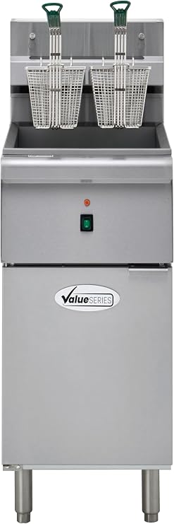 Value Series Commercial Electric Floor Fryer, 40lb. Stainless Steel Deep Fryer for Restaurants, 1 Phase, 208V