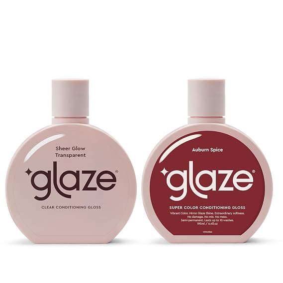 Glaze Sheer Glow Transparent Conditioning Semi-Permanent Hair Gloss & Dye, Auburn Spice 6.4flo.oz (2-3 Treatments), Award-Winning