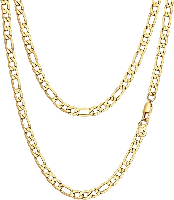PROSTEEL Stainless Steel Figaro Link Chain Necklace for Men Women