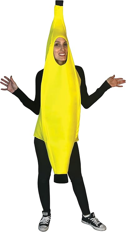Rasta Imposta Banana Costume Adult Petite Unisex Fruit Tropical Food Dress Up Novelty Womens Funny Costumes, Adult Petite Unisex Size XXS