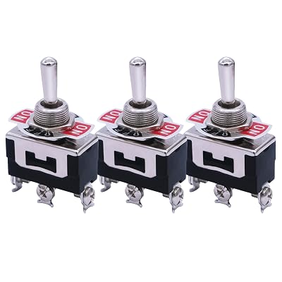 mxuteuk 3pcs Heavy Duty Momentary Toggle Switch 16A 250V 20A 125V SPDT ONOffON 3 Terminal 3 Position, Ten-123-B123