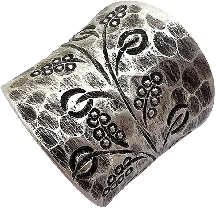 925 Sterling Silver Wide Rings for Women Men Retro Flower Thumb Rings Handmade Hammerd Antique Silver Rings Chunky Open Adjustable Vintage Flower Ring Band for Women Gifts