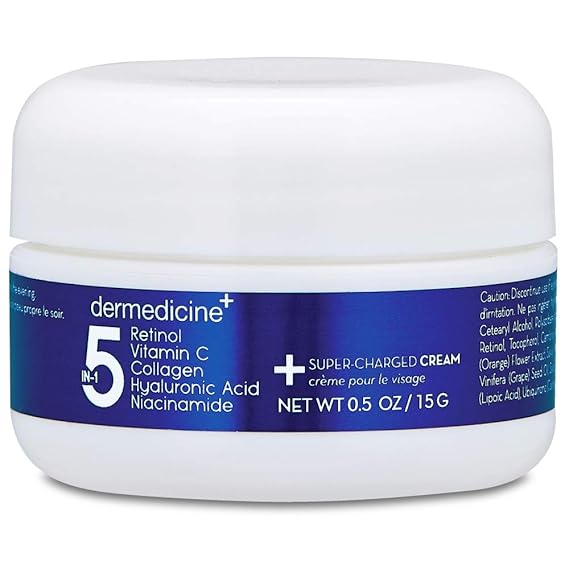 5 in 1 Retinol, Vitamin C, Collagen, Hyaluronic Acid, Niacinamide | Potent Face Cream which May Help Improve Appearance Fine Lines and Wrinkles and Reduce Appearance of Dark Spots | Trial .5oz