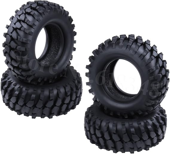 Tsolay 4PCS 1.9 Inch Rubber 96mm RC Crawler Tires with Foam Inserts ID: 48mm Width:36mm for Remote Control Car Tyres Modification Accessories